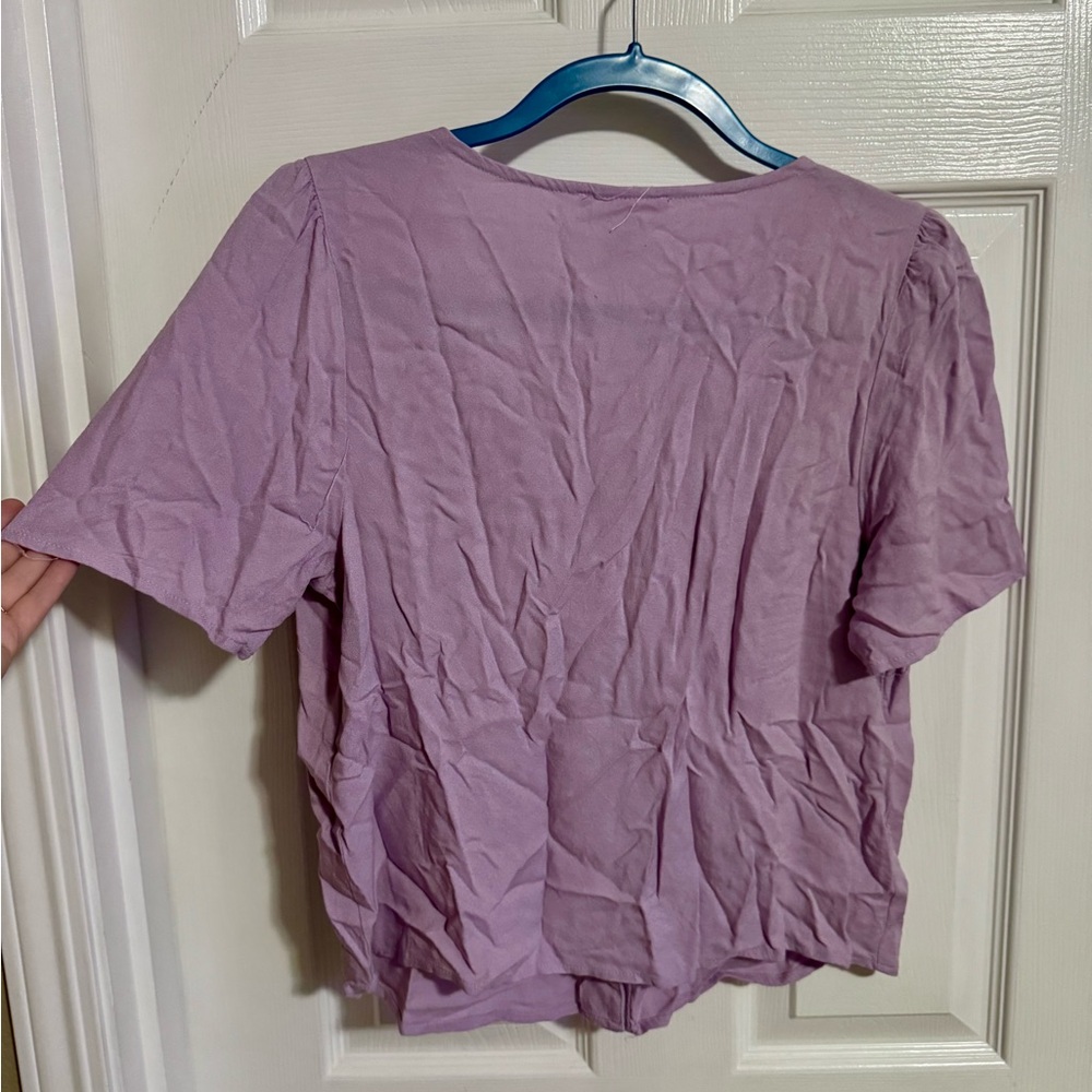 Lavender Button-Front Blouse Top - image 5